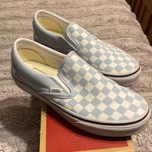 womens blue checkered vans